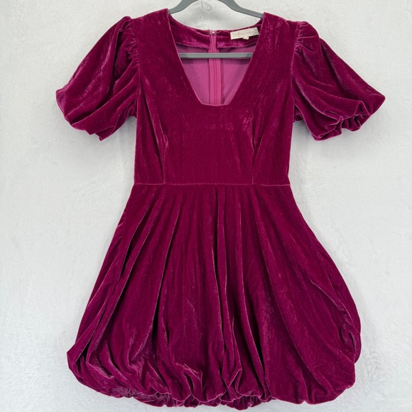 Fanco Velvet Dress Women's Small Purple Short Sleeve Party Mini - Picture 1 of 10